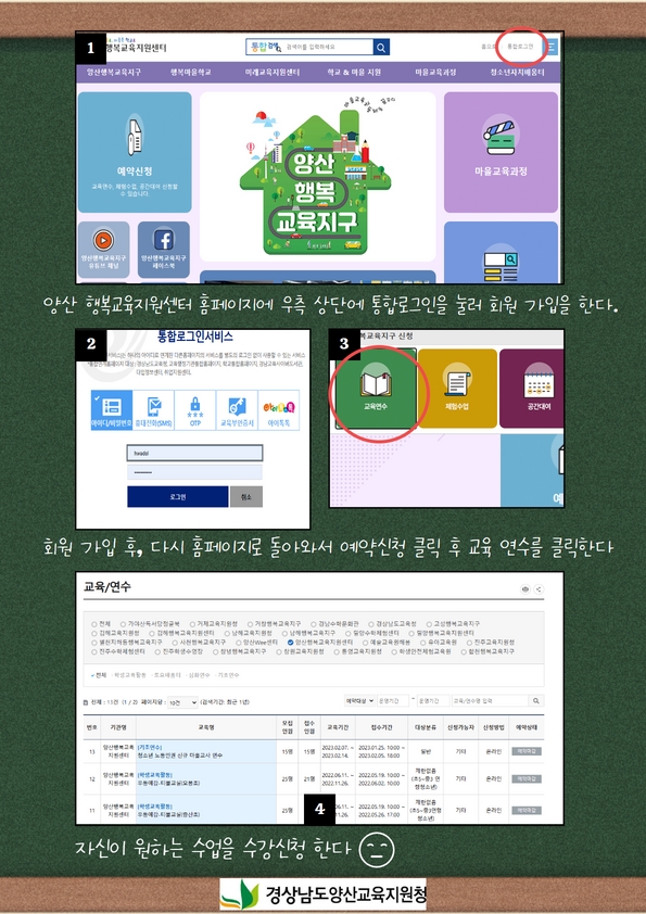 경상남도양산교육지원청 교육지원과_양산(웅상)행복마을학교 수강신청 방법 2.jpg